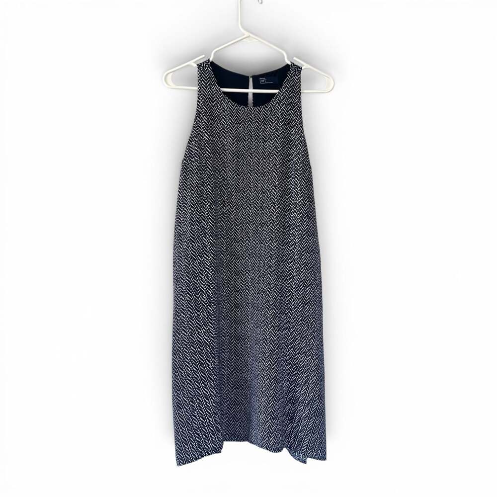 Gap Sleeveless Shift Dress Navy White Patterned Size S